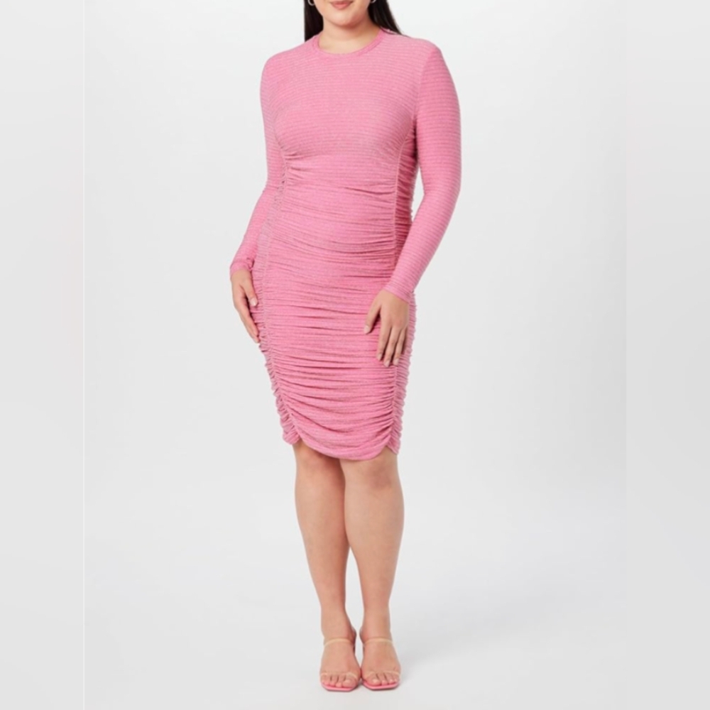 Ruched Mesh Mini Dress